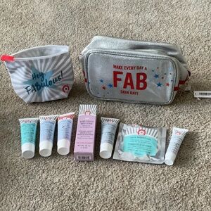 First Aid Beauty Silver Cosmetic Bag Set